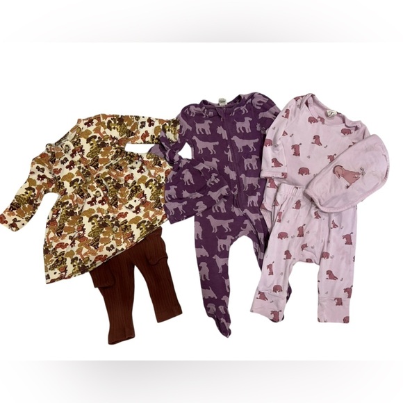 Kate Quinn 7 pc Purple Cream Brown Lot Sleeper Outfits Onesie Pant Bib Hat - Picture 1 of 10